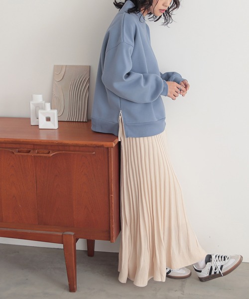 n'OrLABEL（ノアールレーベル）の「【機能素材】『裏起毛フード風襟プルオーバー』（スウェット・レディース・マスタード/杢グレー/ブラック/ブルー・FREE）」の12枚目の写真