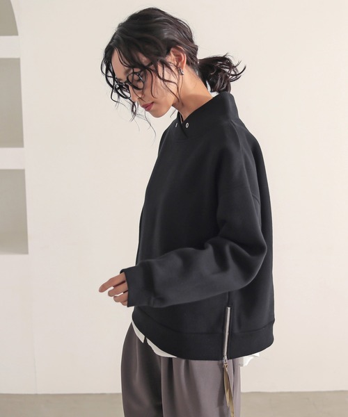 n'OrLABEL（ノアールレーベル）の「【機能素材】『裏起毛フード風襟プルオーバー』（スウェット・レディース・マスタード/杢グレー/ブラック/ブルー・FREE）」の19枚目の写真