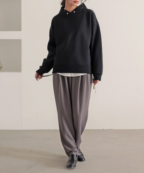 セール】【機能素材】『裏起毛フード風襟プルオーバー』（スウェット