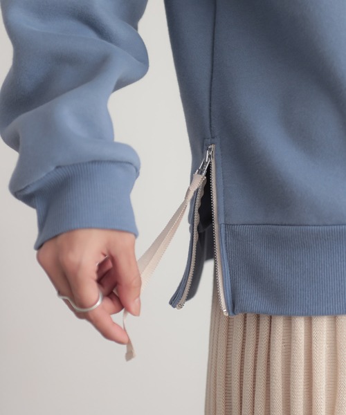 n'OrLABEL（ノアールレーベル）の「【機能素材】『裏起毛フード風襟プルオーバー』（スウェット・レディース・マスタード/杢グレー/ブラック/ブルー・FREE）」の15枚目の写真