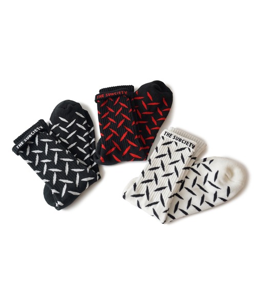 Subciety（サブサエティ）の「Steel socks（ソックス/靴下・メンズ・ブラック/ブラック×レッド/ホワイト・FREE）」の9枚目の写真