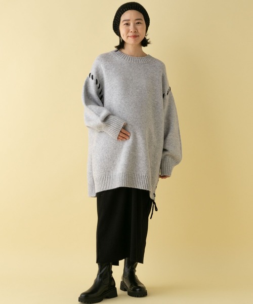 LEPSIM(レプシィム)の「【産前・産後対応】マタニティ/5ゲージステッチチュニックワンピース 234828(マタニティウェア/グッズ・レディース・ベージュ/グレー/ブラック・FREE)」の6枚目の写真