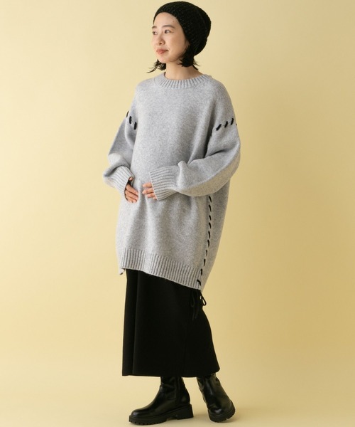 LEPSIM(レプシィム)の「【産前・産後対応】マタニティ/5ゲージステッチチュニックワンピース 234828(マタニティウェア/グッズ・レディース・ベージュ/グレー/ブラック・FREE)」の8枚目の写真
