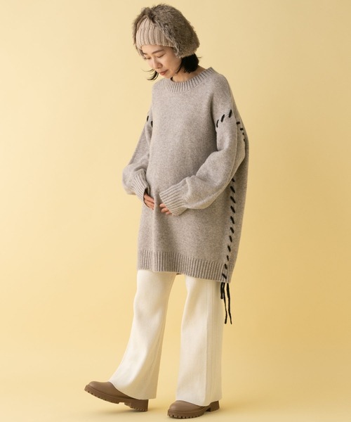 LEPSIM(レプシィム)の「【産前・産後対応】マタニティ/5ゲージステッチチュニックワンピース 234828(マタニティウェア/グッズ・レディース・ベージュ/グレー/ブラック・FREE)」の12枚目の写真