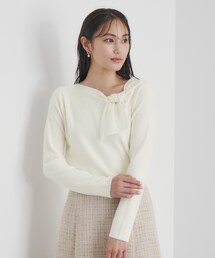 ◆《6color/S-LLsize》アシメボウタイニット【洗濯機洗い可】