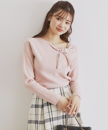 ニット セーター ニュアンス ボウタイ ニット トップス HUIT レディース ニュアンス ボウタイ ニット トップス HUIT 全4色｜hit431-0287