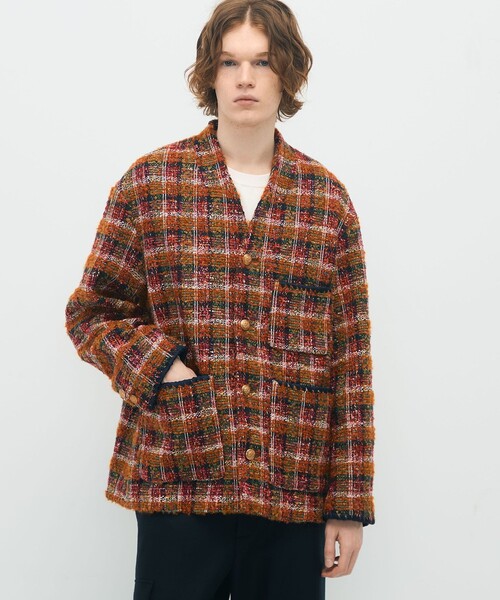 caban(キャバン)の「CABaN ループツイード ノーカラージャケット(ノーカラージャケット・メンズ・レッド系その他2・M/S)」の3枚目の写真