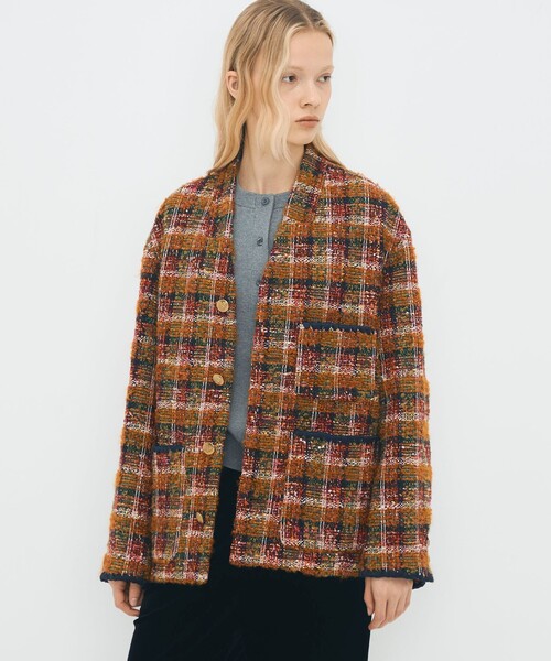 CABaN ループツイード ノーカラージャケット（ノーカラージャケット