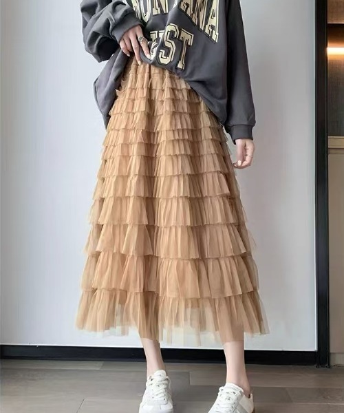 gossip!ロサンゼルス(ゴシップロサンゼルス)の「エアリーフリル フレアスカート(スカート・レディース・ブラック/ベージュ/ホワイト・FREE)」の3枚目の写真