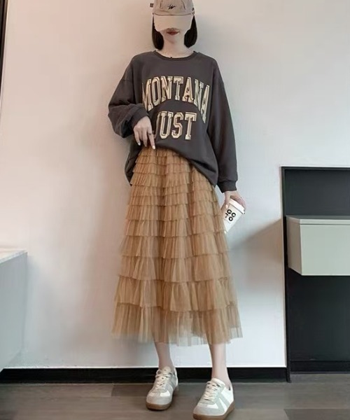 gossip!ロサンゼルス(ゴシップロサンゼルス)の「エアリーフリル フレアスカート(スカート・レディース・ブラック/ベージュ/ホワイト・FREE)」の7枚目の写真