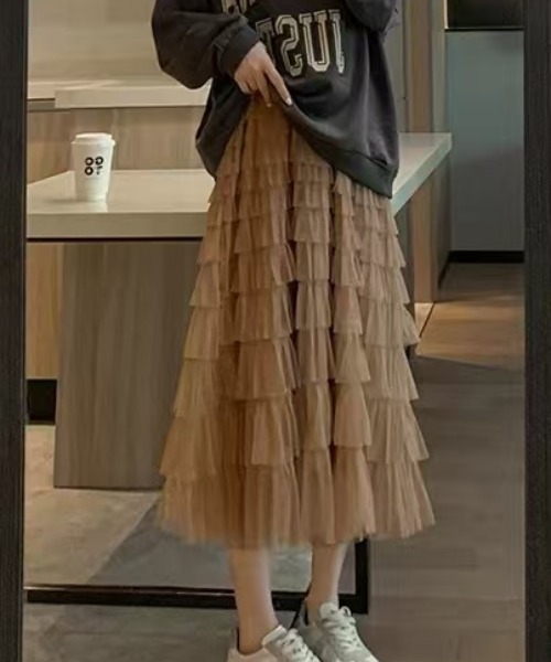 gossip!ロサンゼルス(ゴシップロサンゼルス)の「エアリーフリル フレアスカート(スカート・レディース・ブラック/ベージュ/ホワイト・FREE)」の8枚目の写真