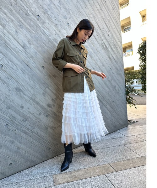 gossip!ロサンゼルス(ゴシップロサンゼルス)の「エアリーフリル フレアスカート(スカート・レディース・ブラック/ベージュ/ホワイト・FREE)」の18枚目の写真