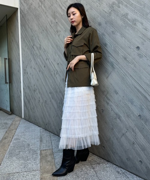 gossip!ロサンゼルス(ゴシップロサンゼルス)の「エアリーフリル フレアスカート(スカート・レディース・ブラック/ベージュ/ホワイト・FREE)」の22枚目の写真
