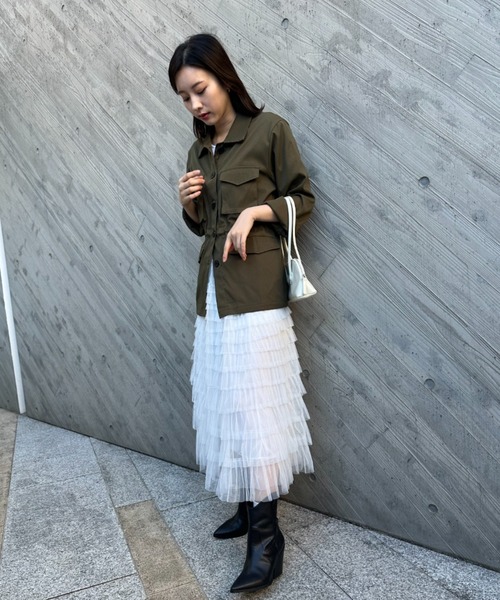 gossip!ロサンゼルス(ゴシップロサンゼルス)の「エアリーフリル フレアスカート(スカート・レディース・ブラック/ベージュ/ホワイト・FREE)」の16枚目の写真