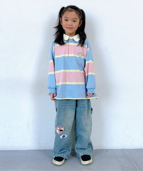BREEZE(ブリーズ)の「【ジュニア対応】ボーダーラガーシャツ(Tシャツ/カットソー・キッズ・ネイビー/サックスブルー・80/90/100/110/120/130/140)」の18枚目の写真