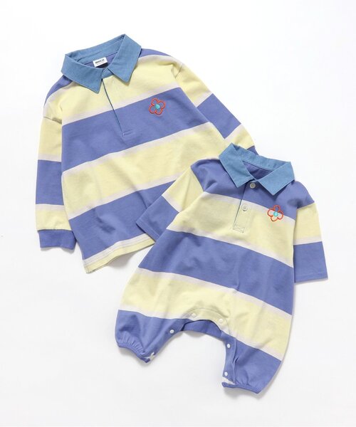 BREEZE(ブリーズ)の「【ジュニア対応】ボーダーラガーシャツ(Tシャツ/カットソー・キッズ・ネイビー/サックスブルー・80/90/100/110/120/130/140)」の10枚目の写真