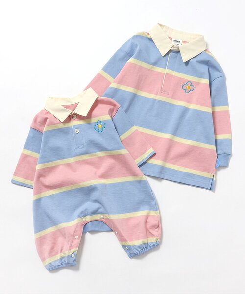 BREEZE(ブリーズ)の「【ジュニア対応】ボーダーラガーシャツ(Tシャツ/カットソー・キッズ・ネイビー/サックスブルー・80/90/100/110/120/130/140)」の9枚目の写真
