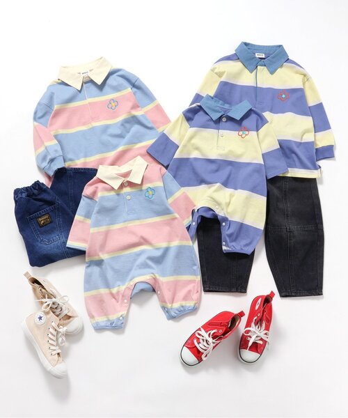 BREEZE(ブリーズ)の「【ジュニア対応】ボーダーラガーシャツ(Tシャツ/カットソー・キッズ・ネイビー/サックスブルー・80/90/100/110/120/130/140)」の8枚目の写真