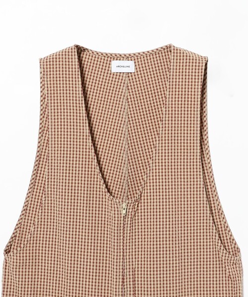 こども ビームス（コドモビームス）の「ARCH&LINE / オーガニック シアサッカー サロペット 2025（115～145cm）（サロペット/オーバーオール・キッズ・ブラウン/ベージュ・L(125-135)/M(115-125)/XL(135-145)）」の4枚目の写真