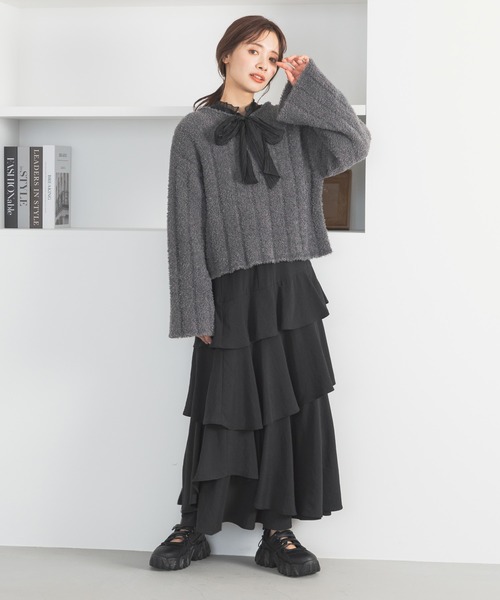 mysty woman(ミスティウーマン)の「フリル2WAYブラウス 315660(シャツ/ブラウス・レディース・アイボリー/ピンク/ブラック・FREE)」の20枚目の写真
