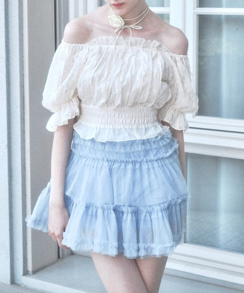 チュールミニスカート Lovilyn ラヴィリン Lovilyn（ラヴィリン）の「ティアードチュールミニスカート