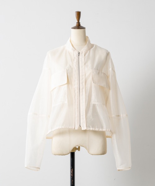 INTER FACTORY（インターファクトリー）の「kumika - シアーブルゾン made in INTER FACTORY（ブルゾン・レディース・アイボリー/ブラウン・FREE）」の8枚目の写真