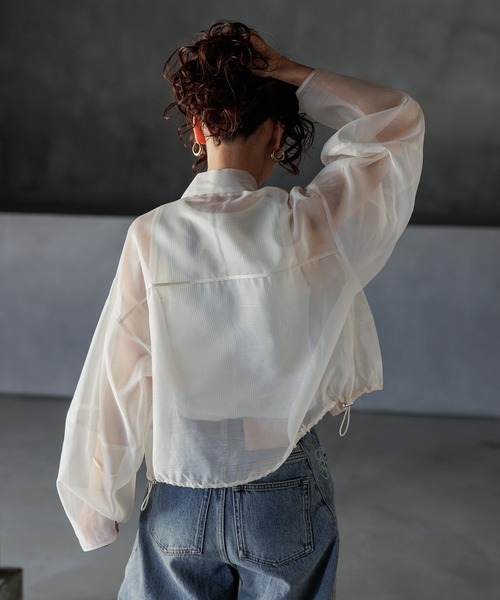 INTER FACTORY（インターファクトリー）の「kumika - シアーブルゾン made in INTER FACTORY（ブルゾン・レディース・アイボリー/ブラウン・FREE）」の19枚目の写真