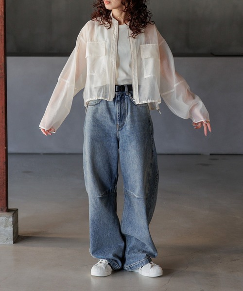 INTER FACTORY（インターファクトリー）の「kumika - シアーブルゾン made in INTER FACTORY（ブルゾン・レディース・アイボリー/ブラウン・FREE）」の21枚目の写真