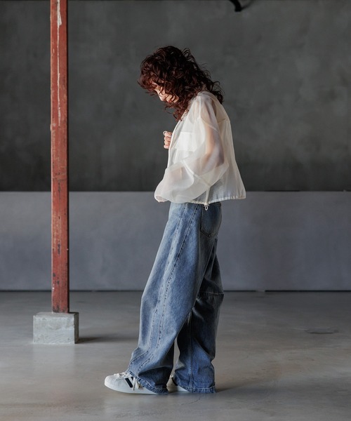 INTER FACTORY（インターファクトリー）の「kumika - シアーブルゾン made in INTER FACTORY（ブルゾン・レディース・アイボリー/ブラウン・FREE）」の13枚目の写真