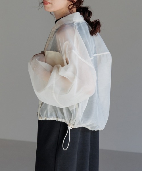 INTER FACTORY（インターファクトリー）の「kumika - シアーブルゾン made in INTER FACTORY（ブルゾン・レディース・アイボリー/ブラウン・FREE）」の10枚目の写真