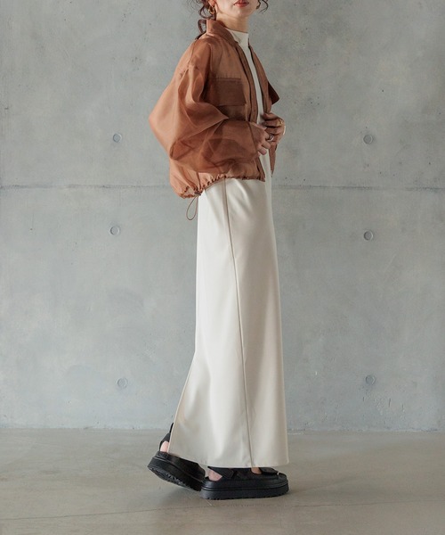 INTER FACTORY（インターファクトリー）の「kumika - シアーブルゾン made in INTER FACTORY（ブルゾン・レディース・アイボリー/ブラウン・FREE）」の17枚目の写真