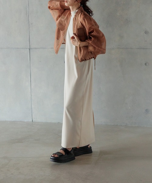 INTER FACTORY（インターファクトリー）の「kumika - シアーブルゾン made in INTER FACTORY（ブルゾン・レディース・アイボリー/ブラウン・FREE）」の7枚目の写真