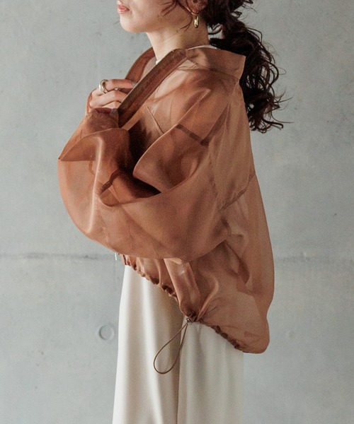 INTER FACTORY（インターファクトリー）の「kumika - シアーブルゾン made in INTER FACTORY（ブルゾン・レディース・アイボリー/ブラウン・FREE）」の16枚目の写真