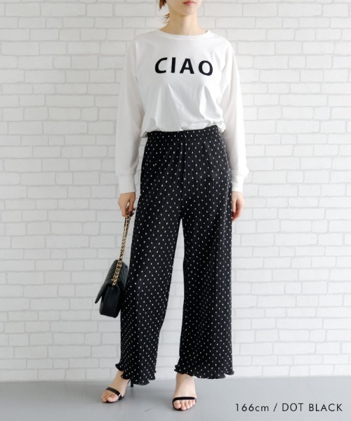 aquagarage（アクアガレージ）の「プリントプリーツパンツ（その他パンツ・レディース・ホワイト×ブラック/ブラック×ホワイト/ブラック系その他/ドット/ブラックミックス・M/L）」の15枚目の写真