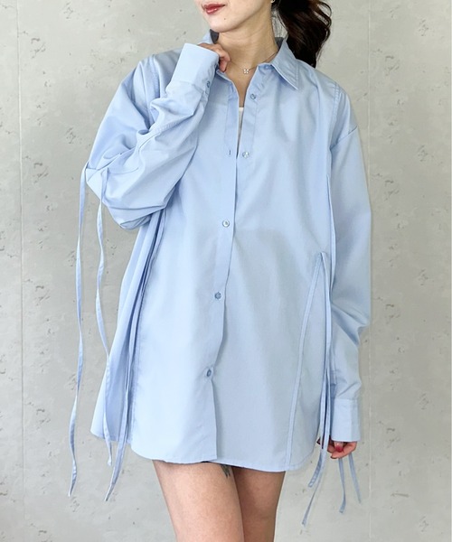 Per sist ence(パーシエンス)の「ブロードリボンオーバーサイズシャツ(シャツ/ブラウス・レディース・ブラック/オフホワイト/ブルー/ピンク・FREE)」の4枚目の写真