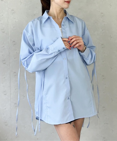 Per sist ence(パーシエンス)の「ブロードリボンオーバーサイズシャツ(シャツ/ブラウス・レディース・ブラック/オフホワイト/ブルー/ピンク・FREE)」の9枚目の写真