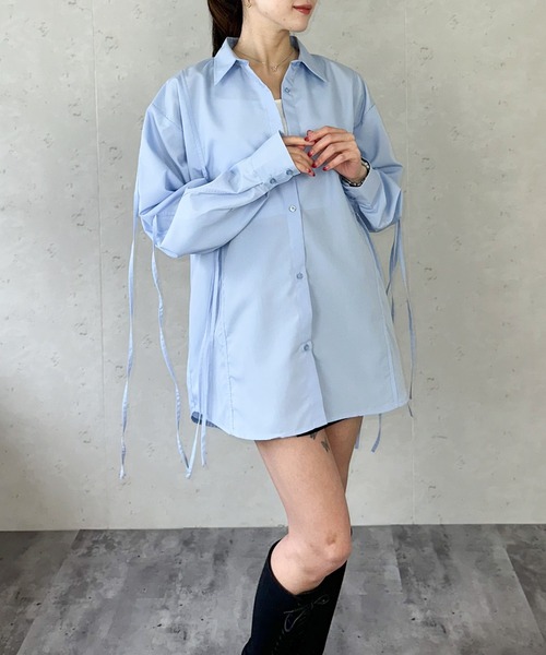 Per sist ence(パーシエンス)の「ブロードリボンオーバーサイズシャツ(シャツ/ブラウス・レディース・ブラック/オフホワイト/ブルー/ピンク・FREE)」の10枚目の写真