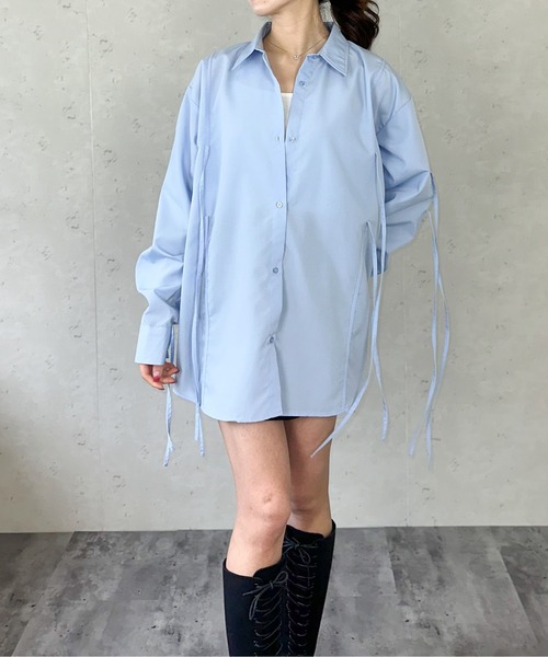 Per sist ence(パーシエンス)の「ブロードリボンオーバーサイズシャツ(シャツ/ブラウス・レディース・ブラック/オフホワイト/ブルー/ピンク・FREE)」の11枚目の写真