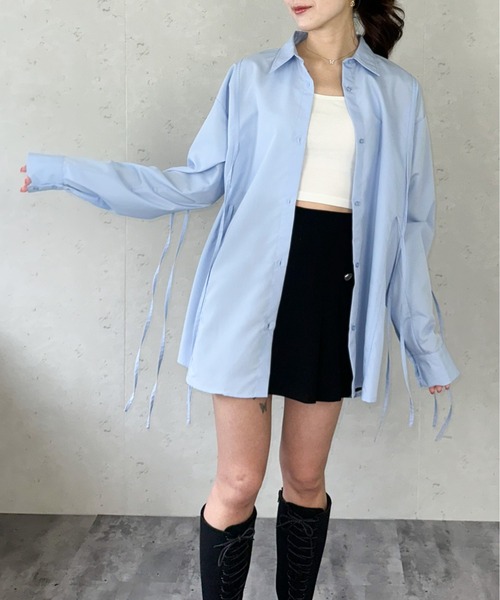 Per sist ence(パーシエンス)の「ブロードリボンオーバーサイズシャツ(シャツ/ブラウス・レディース・ブラック/オフホワイト/ブルー/ピンク・FREE)」の15枚目の写真
