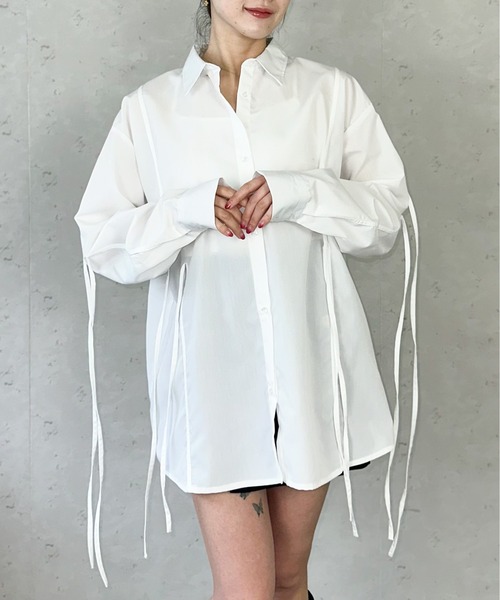 Per sist ence(パーシエンス)の「ブロードリボンオーバーサイズシャツ(シャツ/ブラウス・レディース・ブラック/オフホワイト/ブルー/ピンク・FREE)」の17枚目の写真