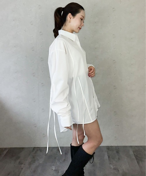 Per sist ence(パーシエンス)の「ブロードリボンオーバーサイズシャツ(シャツ/ブラウス・レディース・ブラック/オフホワイト/ブルー/ピンク・FREE)」の20枚目の写真