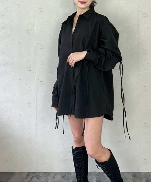 Per sist ence(パーシエンス)の「ブロードリボンオーバーサイズシャツ(シャツ/ブラウス・レディース・ブラック/オフホワイト/ブルー/ピンク・FREE)」の7枚目の写真