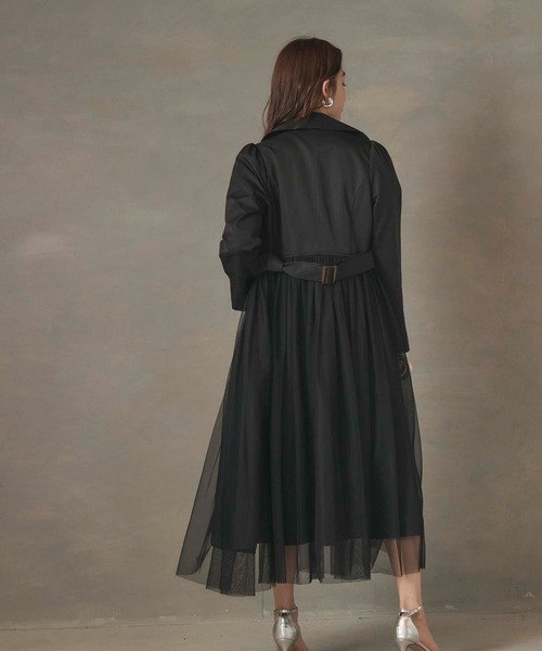 Edit Sheen(エディットシーン)の「チュール切替トレンチコート(その他アウター・レディース・ベージュ/ブラック・M)」の5枚目の写真