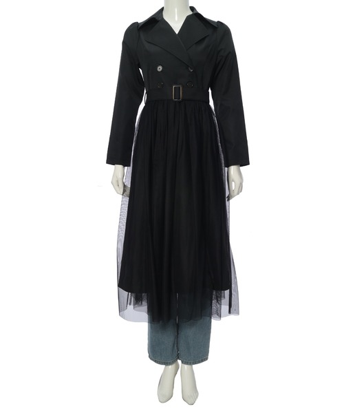 Edit Sheen(エディットシーン)の「チュール切替トレンチコート(その他アウター・レディース・ベージュ/ブラック・M)」の18枚目の写真