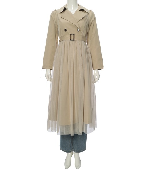 Edit Sheen(エディットシーン)の「チュール切替トレンチコート(その他アウター・レディース・ベージュ/ブラック・M)」の21枚目の写真