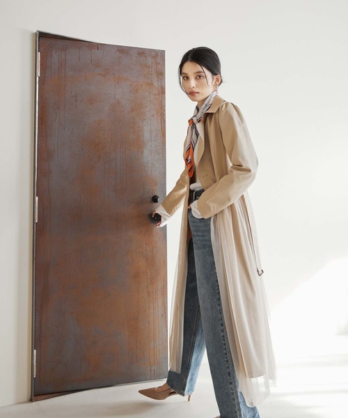 Edit Sheen(エディットシーン)の「チュール切替トレンチコート(その他アウター・レディース・ベージュ/ブラック・M)」の16枚目の写真