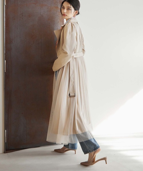 Edit Sheen(エディットシーン)の「チュール切替トレンチコート(その他アウター・レディース・ベージュ/ブラック・M)」の17枚目の写真