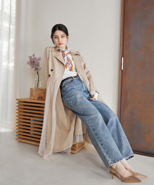 Edit Sheen(エディットシーン)の「チュール切替トレンチコート(その他アウター・レディース・ベージュ/ブラック・M)」の15枚目の写真