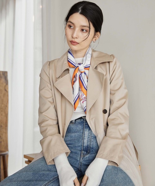 Edit Sheen(エディットシーン)の「チュール切替トレンチコート(その他アウター・レディース・ベージュ/ブラック・M)」の13枚目の写真