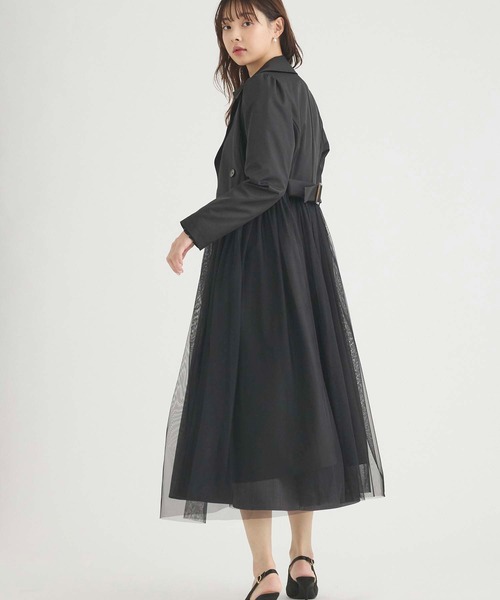 Edit Sheen(エディットシーン)の「チュール切替トレンチコート(その他アウター・レディース・ベージュ/ブラック・M)」の12枚目の写真